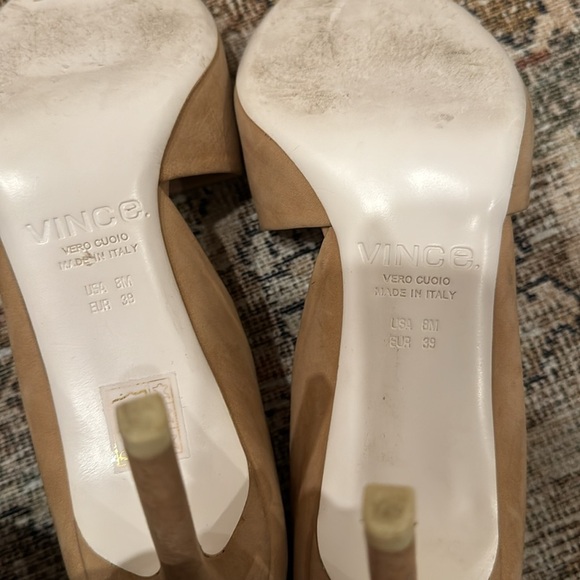 VINCE Saffron Nubuck Suede Peep Toe d'Orsay Pumps - Picture 4 of 5